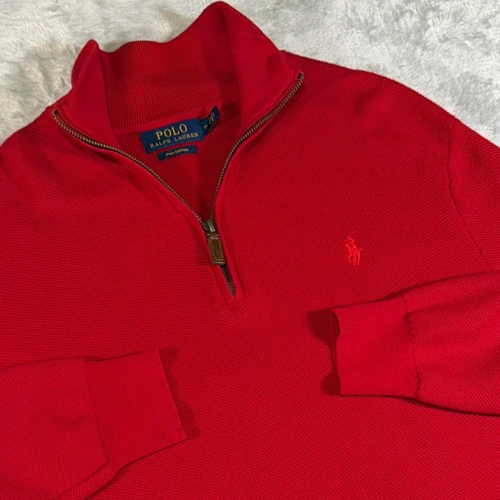 Y2K Vintage Polo Ralph Lauren Quarter Zip Sweater | Red | Medium